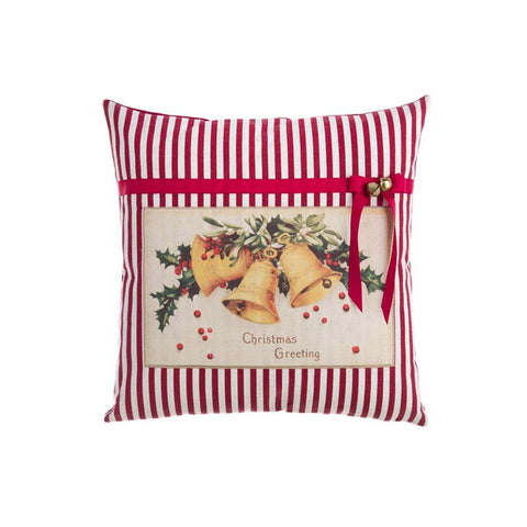 BLANC MARICLO' JINGLE BELLS square Christmas cushion in cotton 45x45 cm