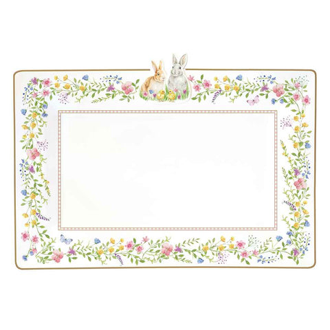 Easy Life Porcelain tray with "Happy Easter" rabbits 36x24 cm