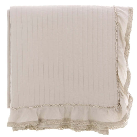 Blanc Mariclò Beige double quilt with Shabby "Lace" decoration 260x260 cm