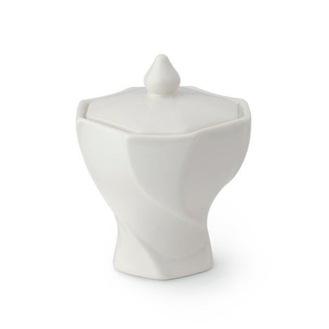 HERVIT Sucrier Boite contenant en porcelaine blanche TORCHON 10x13 cm
