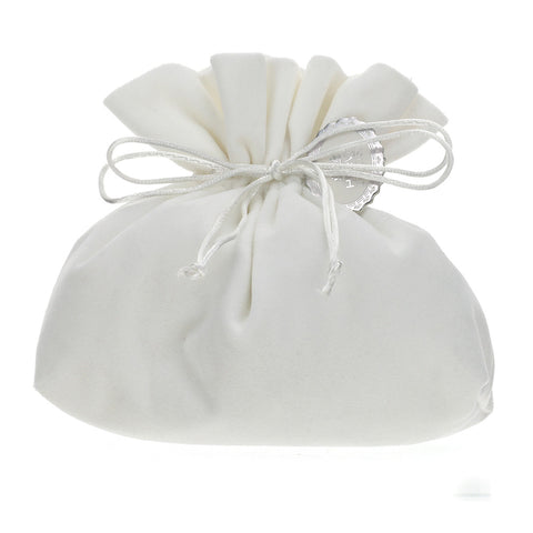 HERVIT Padded bag in white velvet with ribbon Grés wedding favor idea