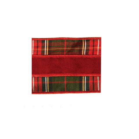 GOODWILL Rotolo nastro natalizio con balza tartan scozzese rosso 10,2 cm x 5 m