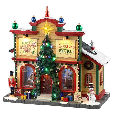 LEMAX Illuminated Building Christmas Boutique "Cranberry Hill Christmas Boutique" in resin