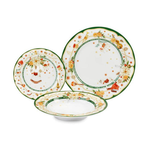 Fade Set 18 Christmas plates service for 6 people in multicolored porcelain with "Gillian" decorations