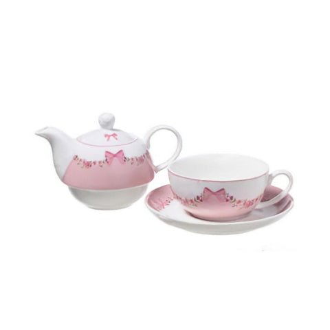 L'ART DI NACCHI Pink porcelain teapot with bow tea for one cup 16x17x14 cm