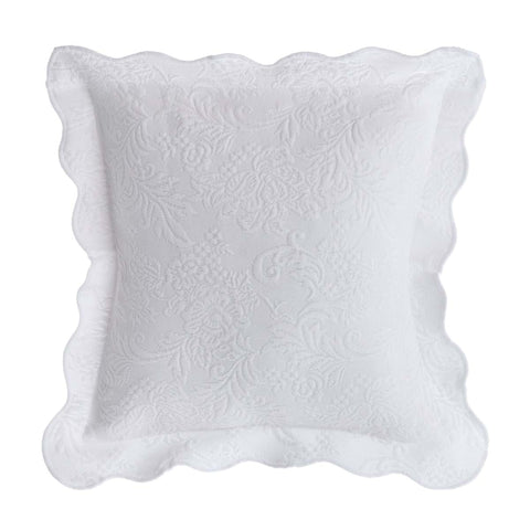 BLANC MARICLO' ESMERALDA housse de coussin canapé damassé coton blanc 45x45 cm