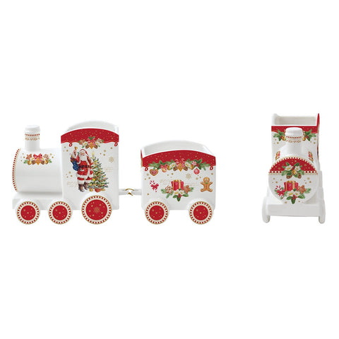EASY LIFE Porcelain aperitif set in the shape of a red and white train 25.5x8cm