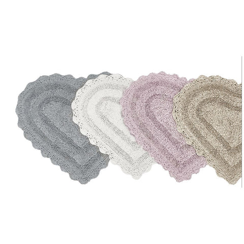 L'ATELIER 17 Tapis coeur pour salle de bain ou chambre, "Petit coeur" tapis crochet pur coton 55x65 cm 5 variantes