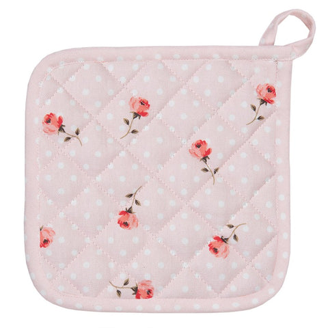 CLAYRE &amp; EEF Pink cotton pot holder with floral pattern 20x20 cm