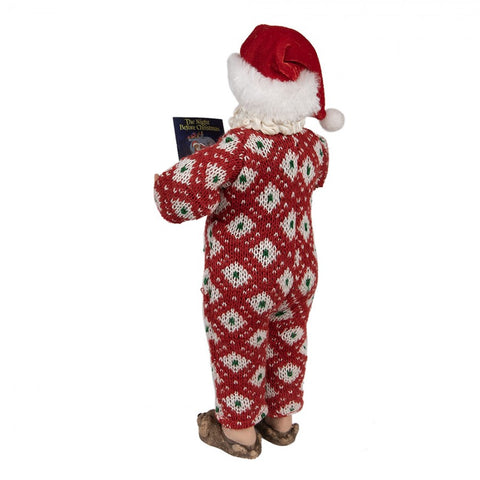 Clayre &amp; Eef Père Noël en pyjama avec flyer 16x8x28 cm