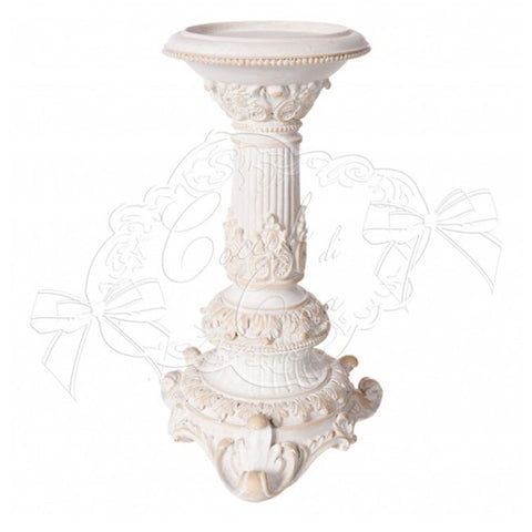 Cuddles at home Large pickled white candlestick "Stripes" Shabby
