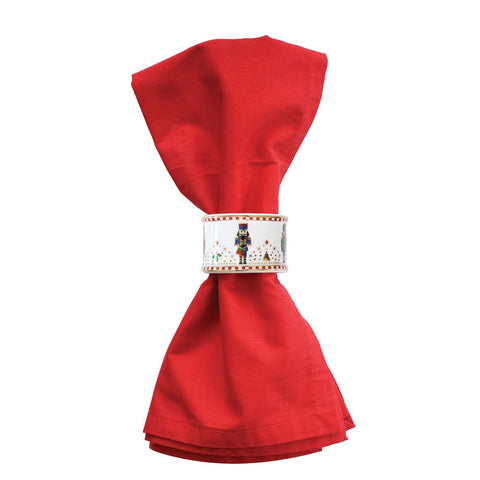 EASY LIFE Set 4 ronds de serviette en porcelaine CASQUE NOISETTE boîte cadeau rouge Ø 4,5cm