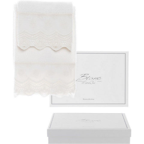 BLANC MARICLO’ Set 2 asciugamani in spugna JACQUARD bianco 60x60 60x100 A24842