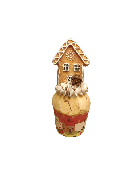 I DOLCI DI NAMI Artificial Christmas muffin gingerbread house and cream 5xh15 cm