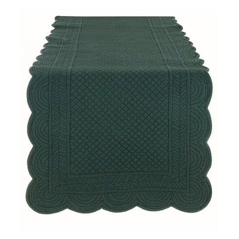BLANC MARICLO' Chemin de table rectangulaire coton vert 45x140 cm