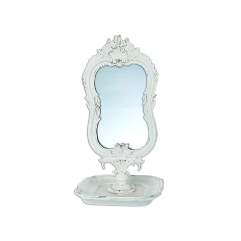 BLANC MARICLO' Mirror with white resin mirror base 14,5x14,5x26,7 cm
