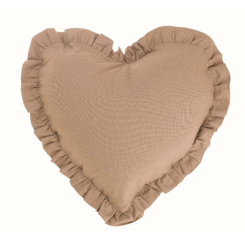 BLANC MARICLO' INFINITY heart-shaped decorative cushion with dove gray cotton frill 45x35 cm