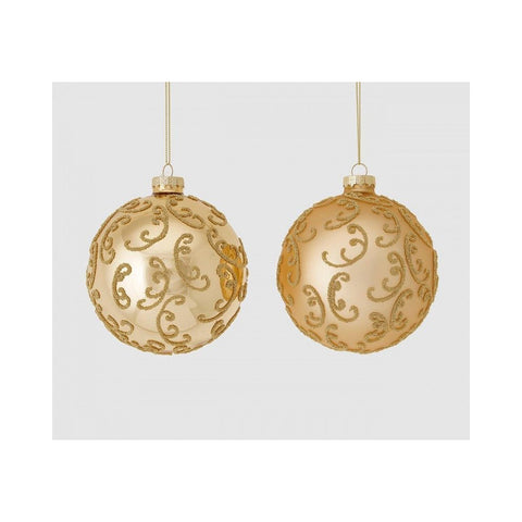 EDG Ball Christmas decoration hanging ball in gold glass D10 cm 2 variants (1pc)