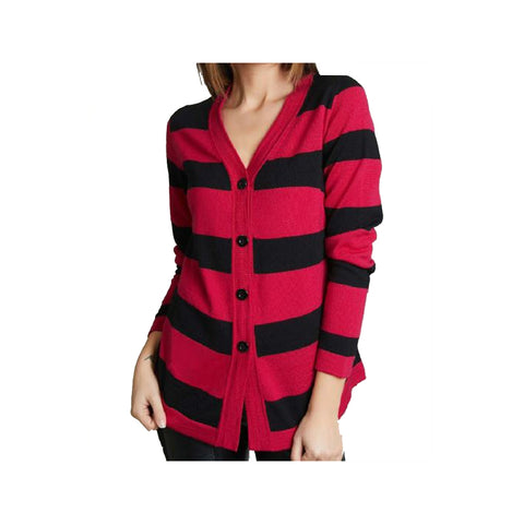 VICOLO TRIVELLI Black and red striped long-sleeved cardigan sweater
