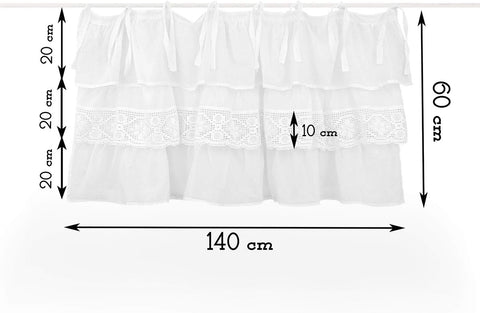 L'ATELIER17 Valance for bedroom curtain in pure cotton with crochet embroidery, "Etoile crochet" Collection Shabby Chic 5 variants 140x60 cm