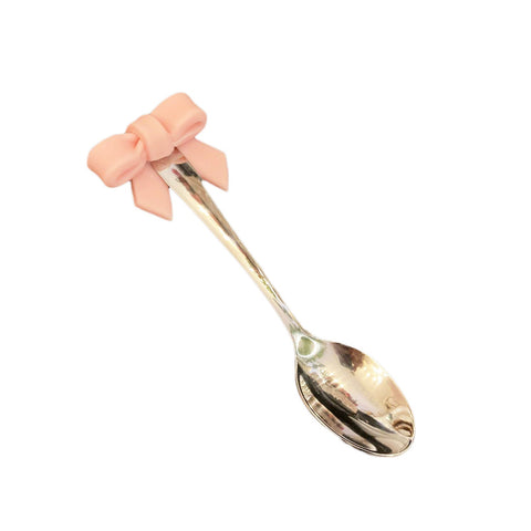 I DOLCI DI NAMI Metal spoon with pink bow decoration in relief 16cm
