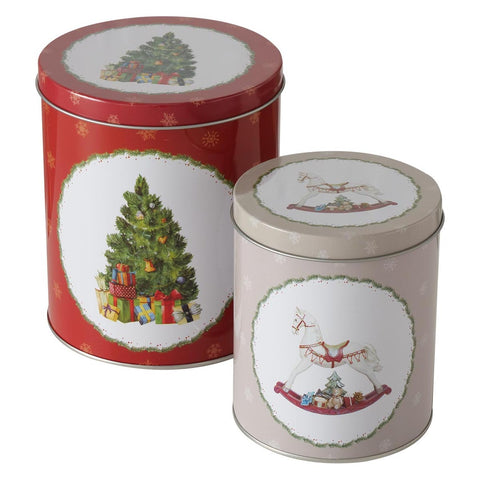 MAGNUS REGALO Set of 2 Christmas jars pair of DELIGHT metal containers