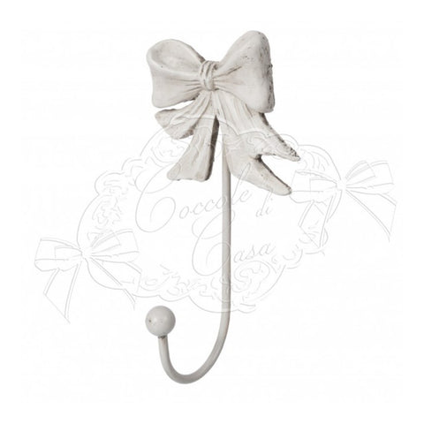 Coccole di Casa Towel holder 1 hook white pickled Shabby