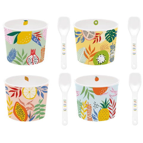 EASY LIFE Coupe à glace + cuillère en porcelaine ALL FRUTTI 4 variantes Ø8,5x7