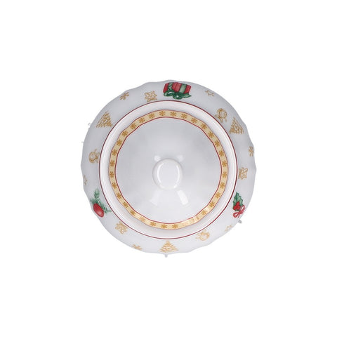 WHITE PORCELAIN Christmas sugar bowl with porcelain spoon CHRISTMAS EDITION 30×30×30 cm