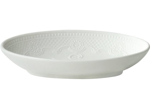 MATHILDE M. ARABESQUE porte savon ovale porcelaine blanche 11,8x7,8x3 cm
