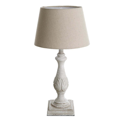 BLANC MARICLO' Socle de lampe décorations élégantes abat-jour tissu gris tourterelle 23x23x48 cm