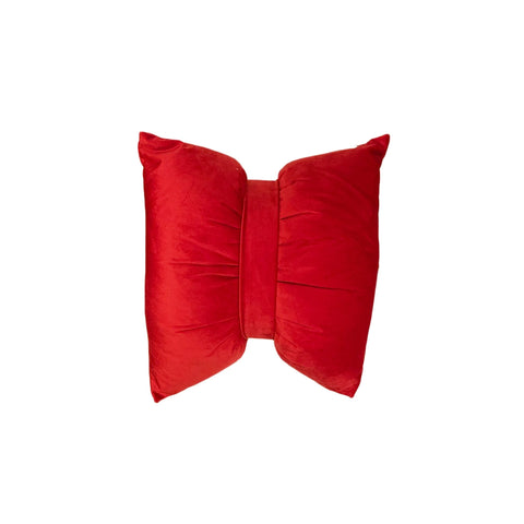 TEXTILES WORKSHOP Small bow cushion in red polyester velvet 45x45 cm