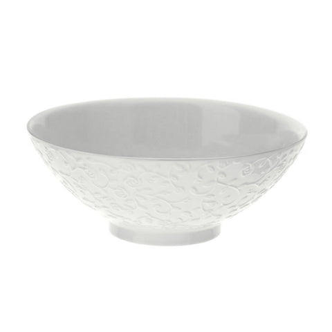 Hervit White porcelain bowl with roses in relief D21xH8 cm