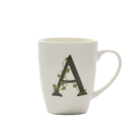 PORCELAINE BLANCHE Mug initiale A noir ATUPERTU tasse à lait blanc 380 cc