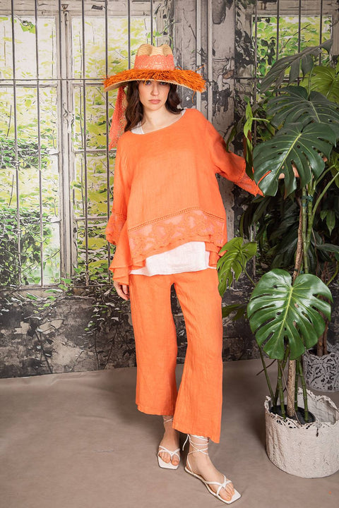 CHEZ MOI Pantalon d'été en lin pour femme Made in Italy "Sardaigne" 4 variantes