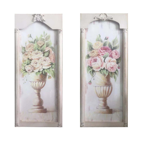 BLANC MARICLO' Tableau haut sur toile rose bois beige 2 couleurs 25,4x2,7x61 cm