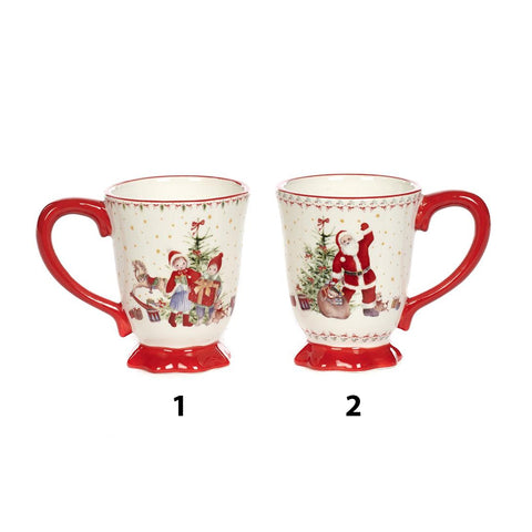 GOODWILL Mug de Noël tasse à lait en porcelaine rouge 2 variantes Ø12 H10,2 cm
