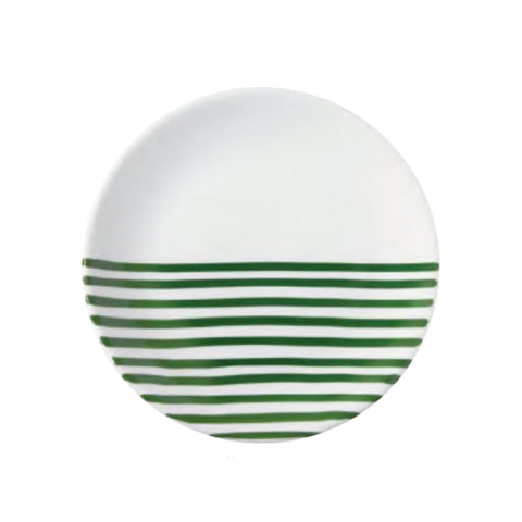 EASY LIFE set of 6 ceramic plates GREEN LINES ivory with green details Ø 20,5 cm