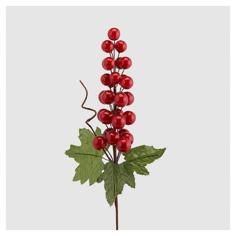 EDG Décoration branche de Noël avec baies rouges cueillies H30 cm