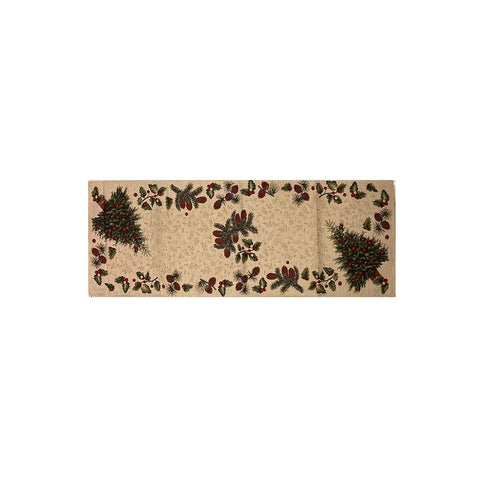 RIZZI Lurex table runner with Christmas trees NOEL beige polyester 45x140cm