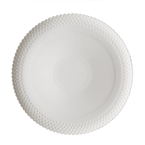WHITE PORCELAIN Plate for MOMENTI cake with white workmanship Ø34 H2,5 cm