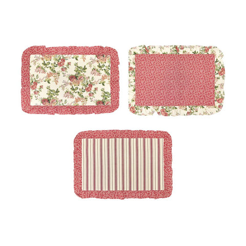 FABRIC CLOUDS Set 2 pink cotton EMILY placemats with flounce 62x45 cm