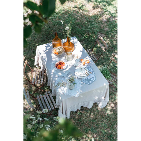 Blanc Mariclò Lot de deux sets de table en lin Shabby "Dentelle" 38x50 cm