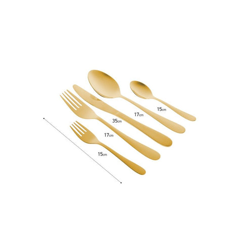 INART 6-person kitchen cutlery set, 30-piece set in metallic gold stainless steel
