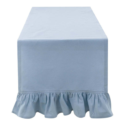 Blanc Mariclò Tapis de couloir en coton bleu clair avec gala shabby "Frill" 40x160 cm