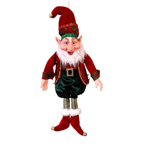 VETUR Elfo di Babbo Natale in resina rosso e nero da appendere h65 cm