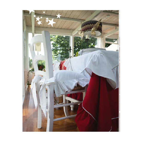 L'ATELIER 17 Christmas tablecloth in glittery lurex cotton with ruches 3 colors 160x320 cm