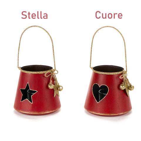 Nuvole di Stoffa Red metal candle holder H11 cm 2 variants (1pc)