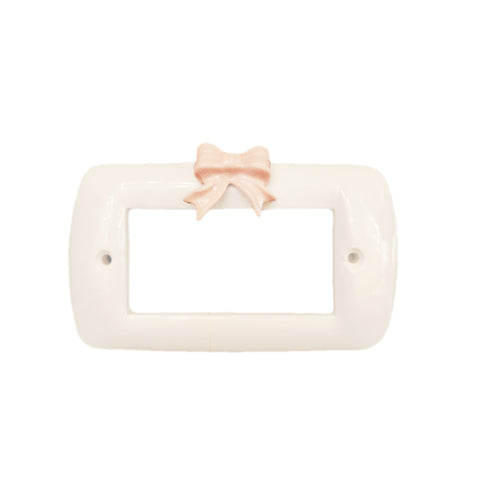AD REM COLLECTION Decorative wall socket cover plate with pink bow 10x14cm