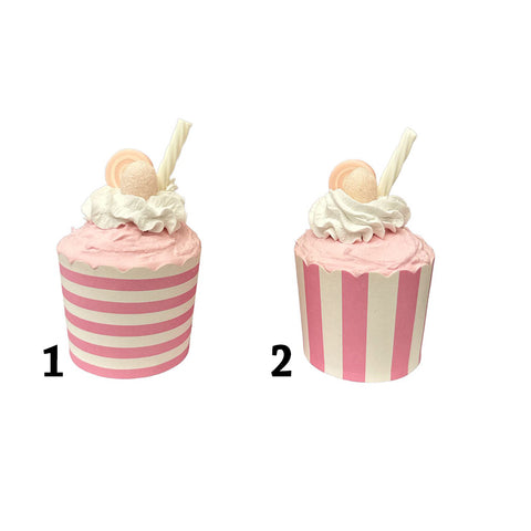 I DOLCI DI NAMI Ice cream cup with candy cream and straw 2 variants pink Ø6 H11 cm